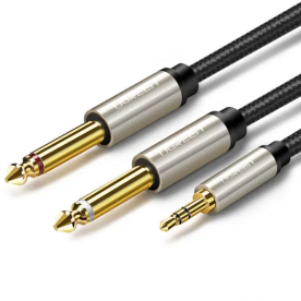 Аудіокабель UGREEN AV126 3.5mm TRS to 2x6.35mm TS Audio Cable 2m, Gray