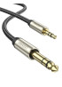 Аудіокабель UGREEN AV127 3.5mm Male  to 6.35mm Male, TRS Stereo Audio Cable, nylon braid, 2m Gray