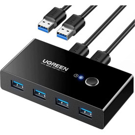 Спліттер UGREEN US216 2 In 4 Out USB 3.0 Sharing Switch Box, Black