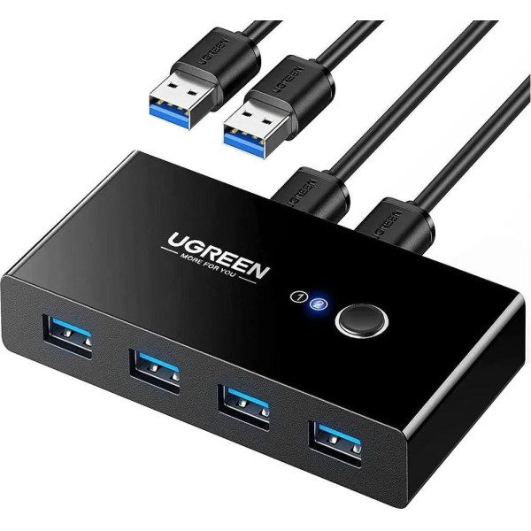Спліттер UGREEN US216 2 In 4 Out USB 3.0 Sharing Switch Box, Black