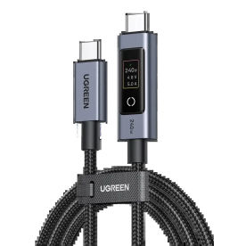Кабель UGREEN L541 USB-C to USB-C 240W з розумним цифровим дисплеєм Fast Charging Cable, Space Gray Кабель UGREEN L541 USB-C to USB-C 240W з розумним цифровим дисплеєм Fast Charging Cable, Space Gray