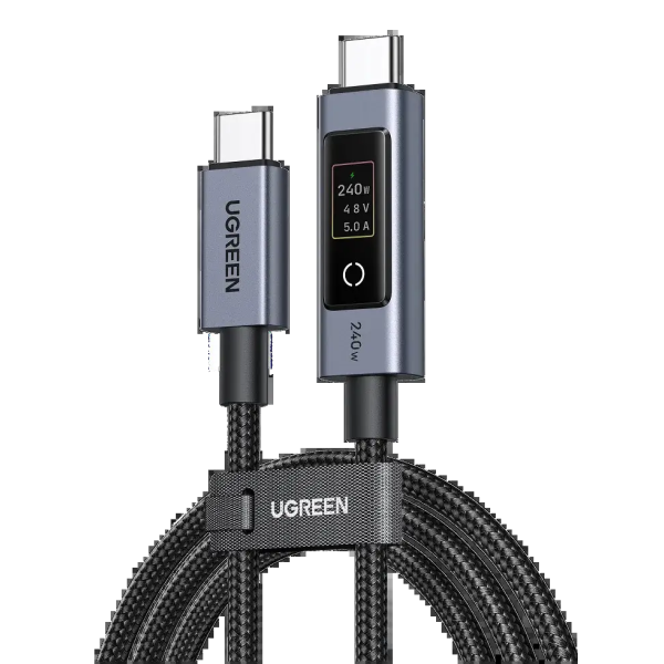 Кабель UGREEN L541 USB-C to USB-C 240W з розумним цифровим дисплеєм Fast Charging Cable, Space Gray