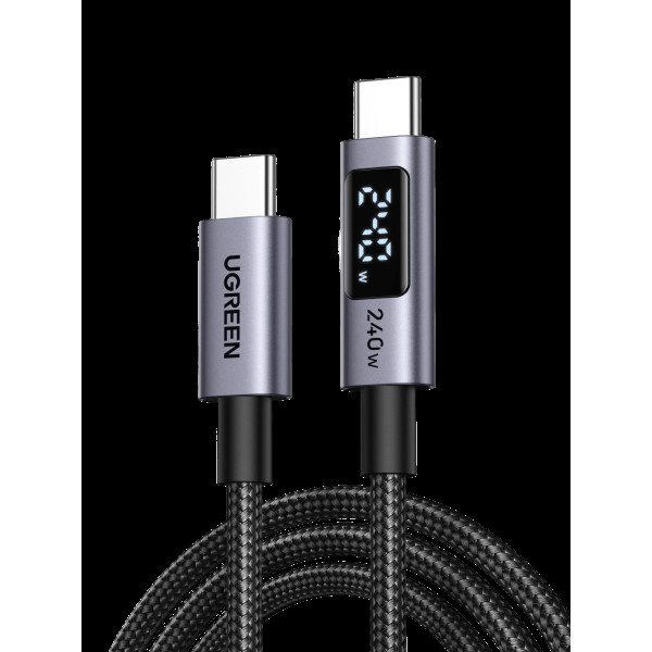 Кабель UGREEN L541 USB-C to USB-C 240W з розумним цифровим дисплеєм Fast Charging Cable, Space Gray