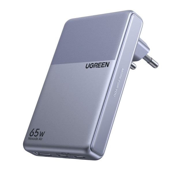Мережевий зарядний пристрій UGREEN X865 Nexode Air 65W 3-Port GaN Fast Charger Slim EU, Space Gray
