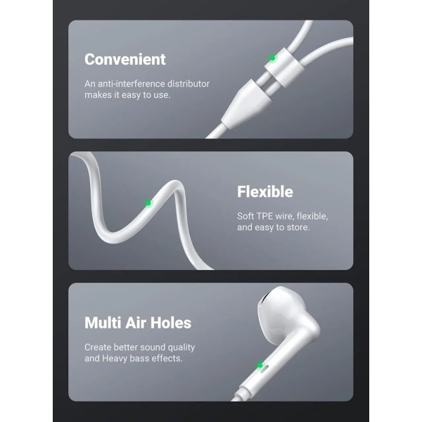 Навушники Ugreen EP101 Wired Earphones with Type-C Connector White