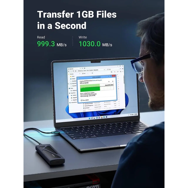 Зовнішня кишеня UGREEN CM578 для SSD M.2 NVMe | USB-C 3.2 Gen 2 (10 Гбіт/с) з алюмінієвим корпусом, чорна