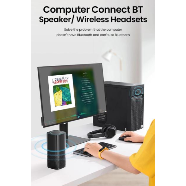 Bluetooth USB-адаптер Ugreen CM408 5.0 для ПК, Mac, Nintendo Switch, PS4/PS5 – чорний