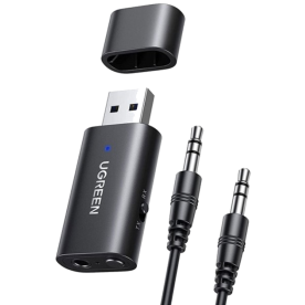 Bluetooth-адаптер UGREEN CM523 USB 2.0 to 3.5mm з аудіокабелем (TX/RX, Bluetooth 5.1) – Black