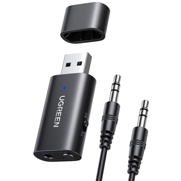 Bluetooth-адаптер UGREEN CM523 USB 2.0 to 3.5mm з аудіокабелем (TX/RX, Bluetooth 5.1) – Black