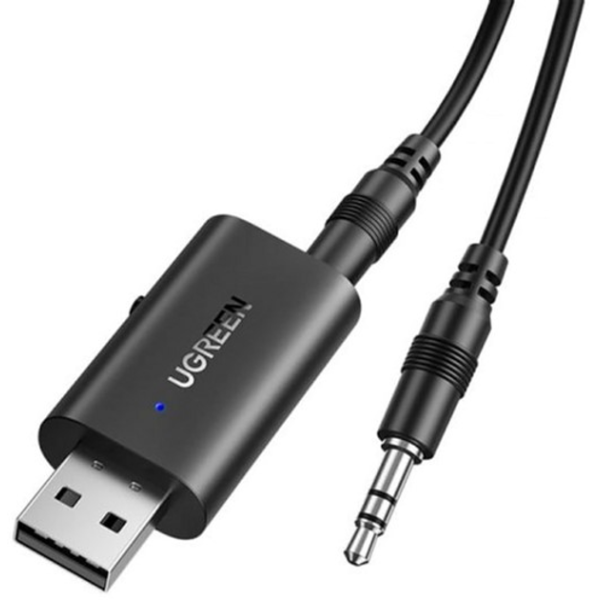 Bluetooth-адаптер UGREEN CM523 USB 2.0 to 3.5mm з аудіокабелем (TX/RX, Bluetooth 5.1) – Black