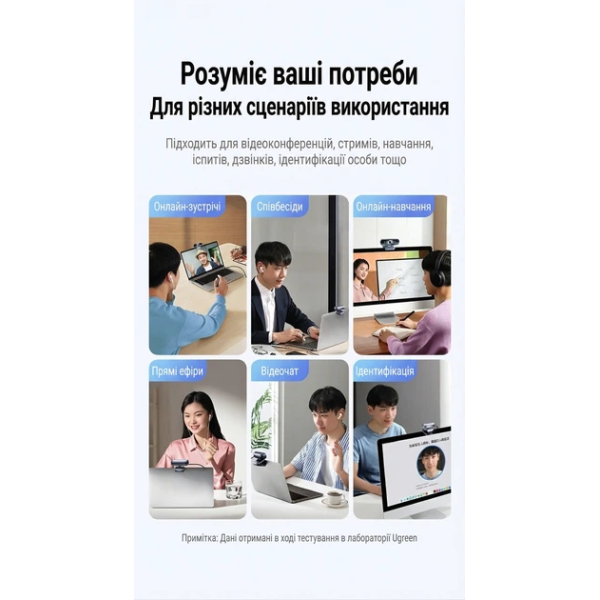 Веб-камера Ugreen CM678 Full HD 1080P 30FPS 2MP Dual Mic Space Grey