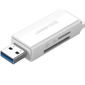 Кардридер UGREEN CM104 USB 3.0 Dual Card Reader SD/TF White (40753)