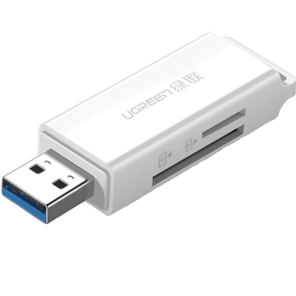 Кардридер UGREEN CM104 USB 3.0 Dual Card Reader SD/TF White (40753)