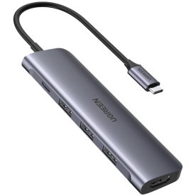 USB-хаб UGREEN CM136 5-in-1 USB Type-C to HDMI + 3xUSB 3.0 + PD Power Converter Space Gray