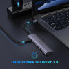 USB-хаб UGREEN CM136 5-in-1 USB Type-C to HDMI + 3xUSB 3.0 + PD Power Converter Space Gray