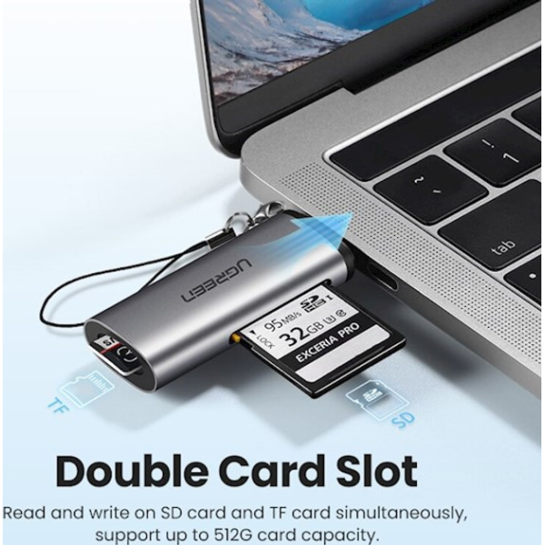 Кардрідер UGREEN CM184 SwiftCard USB-C 3.1 Card Reader for SD/TF Gray