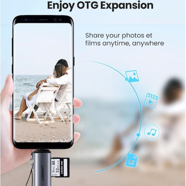 Кардрідер UGREEN CM184 SwiftCard USB-C 3.1 Card Reader for SD/TF Gray