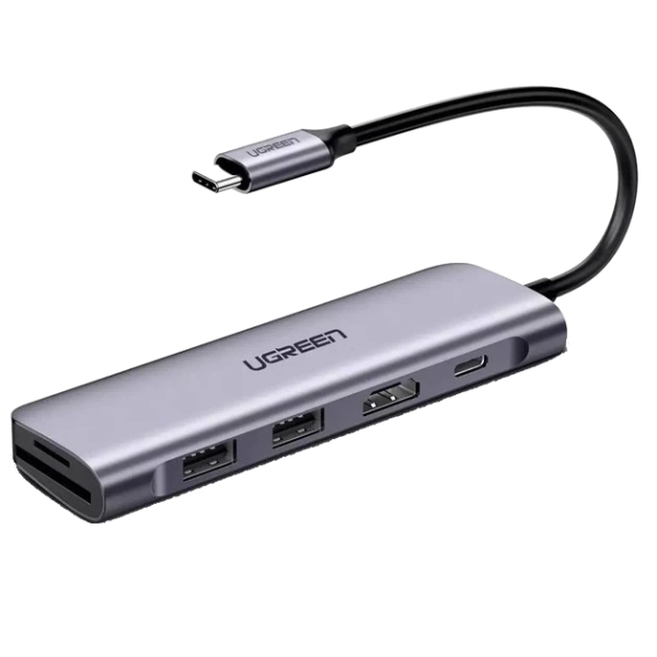 USB-C хаб UGREEN 70411 6-in-1 Dock Station (HDMI, 2×USB 3.0, SD/TF, PD 100W)