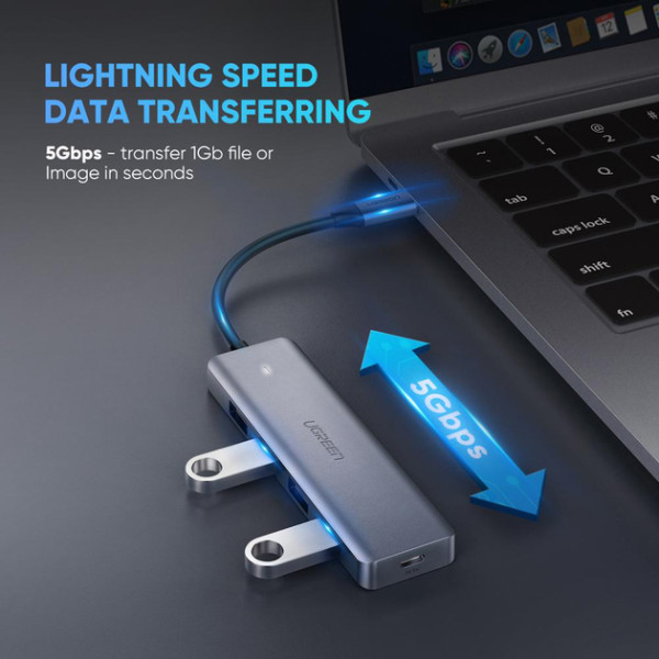 USB-хаб UGREEN CM219 4-Port USB3.0 Hub with USB-C Power Supply