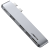   USB-хаб UGREEN CM251 5-in-2 Dual USB Type-C to 3x USB 3.0 + HDMI + USB Type-C Multifunction Adapter Space Gray (60559)