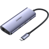 USB-хаб Ugreen CM252 USB Type-C to 3xUSB 3.0 HUB + Gigabit Converter Grey