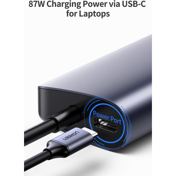 USB-хаб Ugreen CM252 USB Type-C to 3xUSB 3.0 HUB + Gigabit Converter Grey