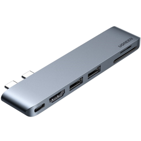 USB-хаб Ugreen CM380 Dual USB-C to HDMI+2xUSB 3.0 A+TF/SD+USB-C Converter