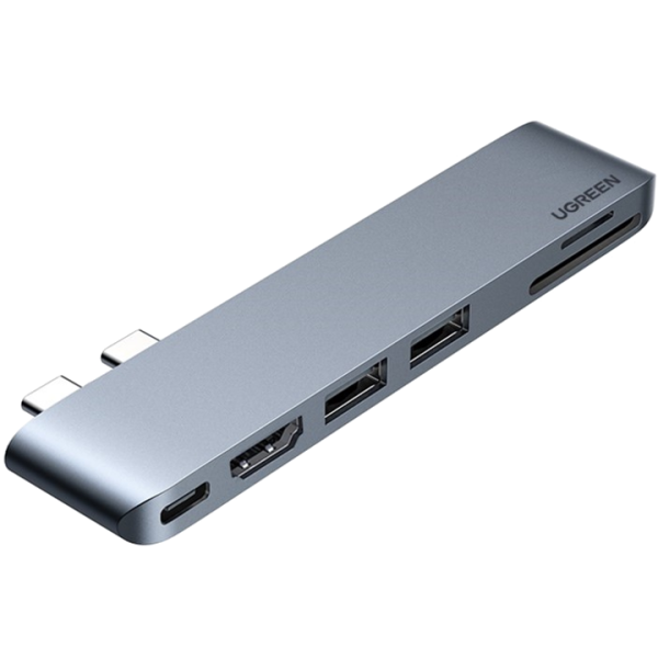 USB-хаб Ugreen CM380 Dual USB-C to HDMI+2xUSB 3.0 A+TF/SD+USB-C Converter