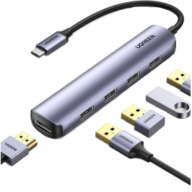 USB-хаб UGREEN CM417 (USB-C to 4xUSB 3.0 + HDMI Adapter)