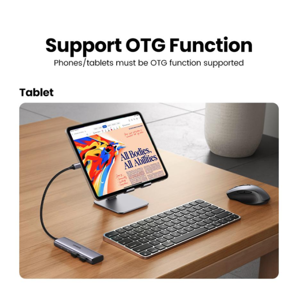USB-хаб UGREEN CM473 USB-C to 2xUSB 3.0 + 2xUSB-C 5Gbps Space Grey 15395