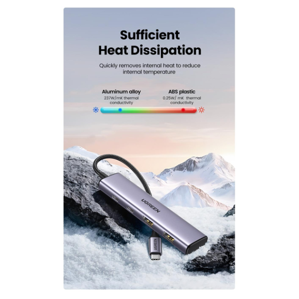 USB-хаб UGREEN CM473 USB-C to 2xUSB 3.0 + 2xUSB-C 5Gbps Space Grey 15395