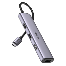 USB-хаб UGREEN CM473 4-in-1 USB Type-C to 4xUSB 3.0 HUB Space Gray 20841