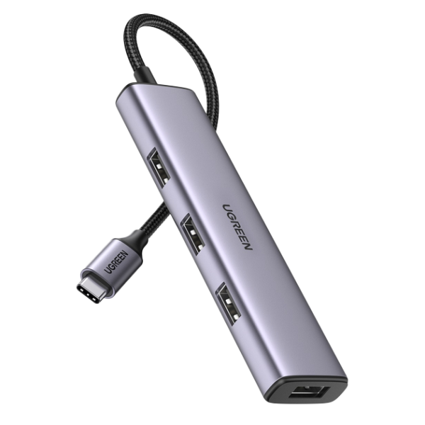 USB-хаб UGREEN CM473 4-in-1 USB Type-C to 4xUSB 3.0 HUB Space Gray 20841