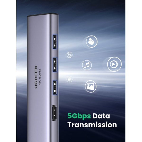 USB-хаб UGREEN CM511 6-in-1 USB Type-C (60383)