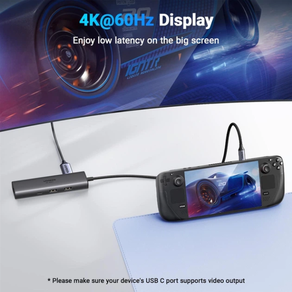 USB-хаб UGREEN CM512 USB-C 7-в-1 з HDMI, 2xUSB 3.2, USB-C, RJ45 та PD 100W Space Grey (45000)