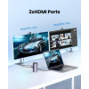 Док-станція UGREEN CM555 Pro USB-C 12-в-1 Silver (HDMI, VGA, LAN, USB, SD, PD)