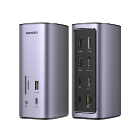 Док-станція UGREEN CM555 Pro USB-C 12-в-1 Silver (HDMI, VGA, LAN, USB, SD, PD)