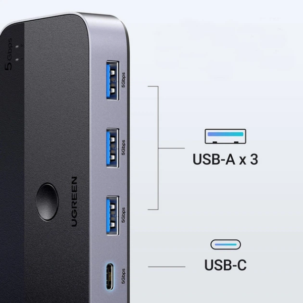Спліттер UGREEN CM662 USB 3.0 Sharing Switch 2 в 4 Out Black