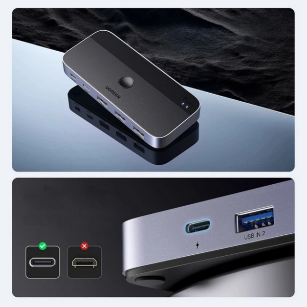 Спліттер UGREEN CM662 USB 3.0 Sharing Switch 2 в 4 Out Black