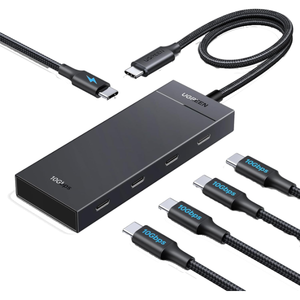 USB-хаб UGREEN CM806 USB-C to 4xUSB-C 3.2 Gen2 10Gbps with PD Power Port Black (55334)