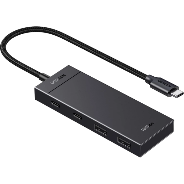 USB-хаб UGREEN CM806 USB-C 4-в-1 (2×USB-A + 2×USB-C) 10Gbps, Black (35583)