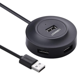 USB-хаб UGREEN CR106 USB 2.0 Hub 4 порти 1м Black