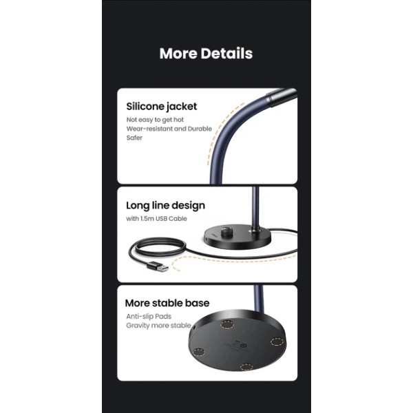 Настільний USB-мікрофон UGREEN CM564 всеспрямований Black