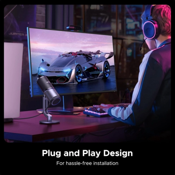 Мікрофон настільний UGREEN CM769 Desktop RGB 24-bit/96kHz ANS USB Black Grey