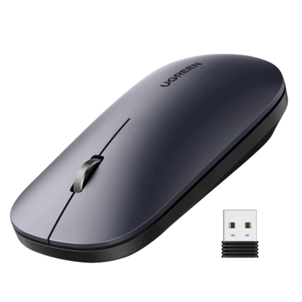 Бездротова тиха миша UGREEN MU001 Portable Wireless Mouse, 2.4G, 4000 DPI, Black/Grey