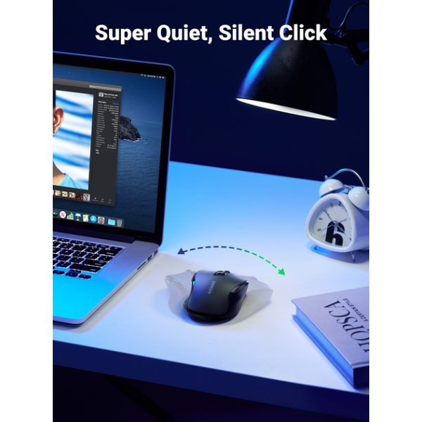 Бездротова миша UGREEN MU006 Ergonomic Wireless Mouse 2.4G 4000DPI Silent Design Black (90545)