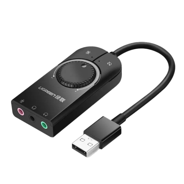 Зовнішня звукова карта Ugreen CM129 USB 2.0 з регулятором гучності (15 см)