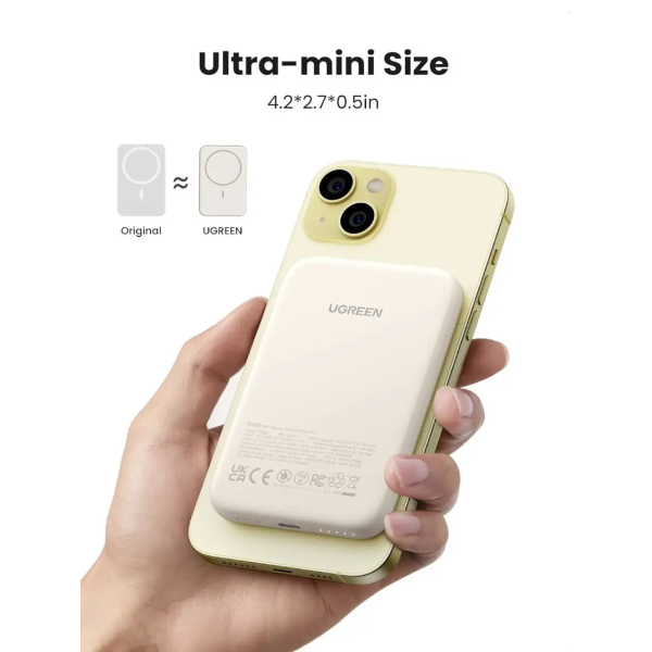Магнітний павербанк UGREEN 5000mAh 15W PD MagSafe для iPhone, White