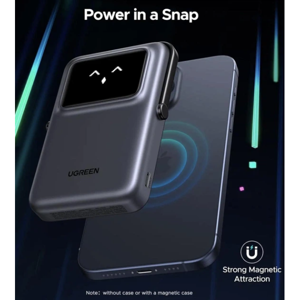 Магнітний павербанк UGREEN Uno MagSafe 10 000 mAh 20W з TFT-дисплеєм (Black)