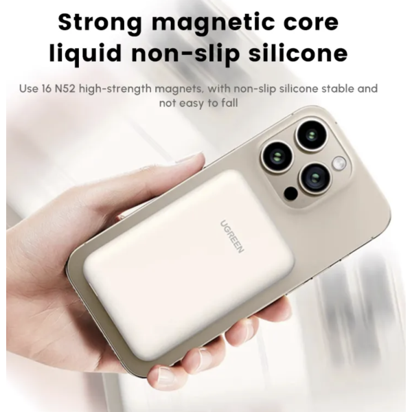 Повербанк UGREEN Ultra-Slim 5000mAh 15W Qi2 Magnetic Beige